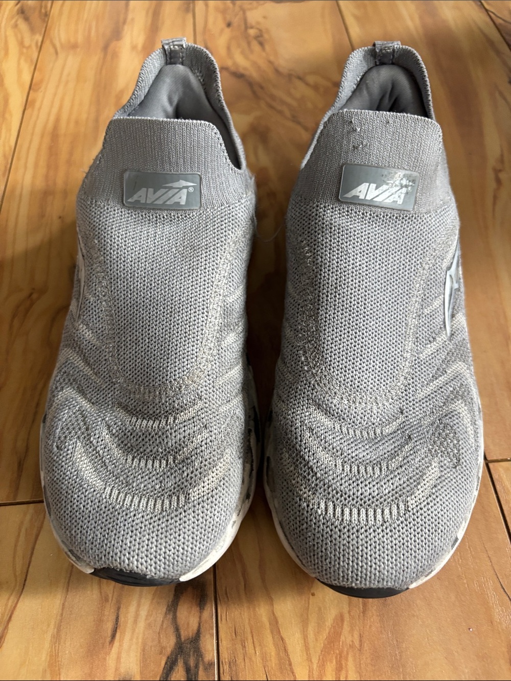 Avia Grey Slip-On Knit Sneakers